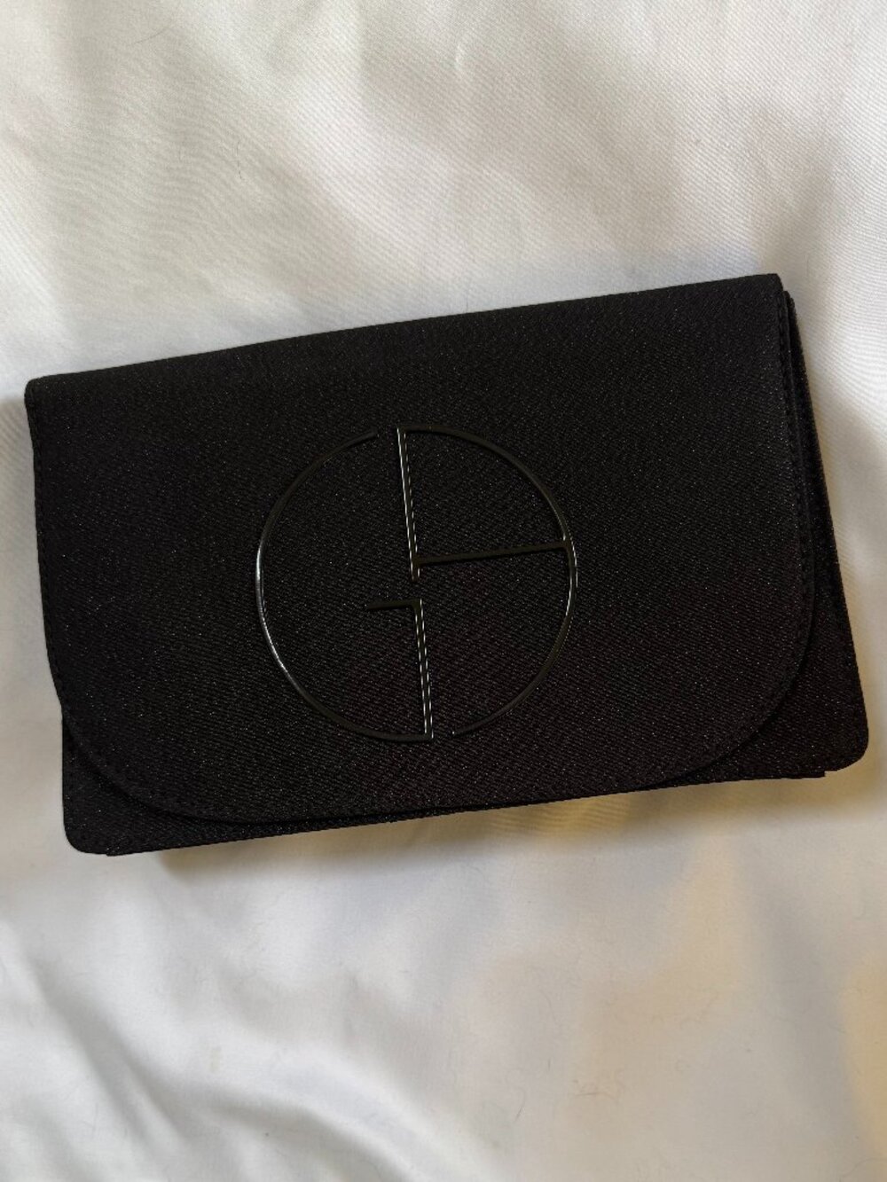 Giorgio Armani Canvas Logo Lined Zippered Clutch Cosmetic Bag, Black